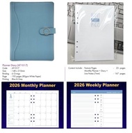 2026 Diary Planner A5 PU Organizer 6 O Ring Binder Loose Leaf Monthly Planner Notebook Corporate sta