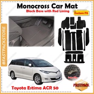 TRAPMAT For Toyota Estima ACR 50 06-18 MONOCROSS Car Mat Customize Car Floor Mat Black With Red Lini