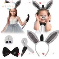 WINTE 4PCS Donkey Costume Set, Tail Nose Bow Tie Donkey Headband,  Animal Funny Donkey Ears Headband