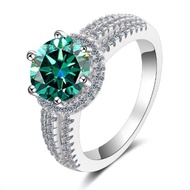 Original Green Moissanite 2.0ct VVS S925 sterling Plated 18K gold diamond GRA MEMO ring