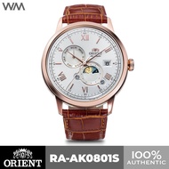 Orient Bambino Defender Sun and Moon Rose Gold Automatic Watch Leather Strap RA-AK0801S RA-AK0801S10B