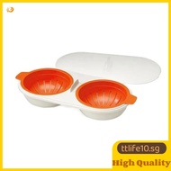 Draining Egg Boiler Double Cup Egg Boiler Microwave Eggs Poacher Round Double Innovative Kitchen Tools Stock Layer Egg Cooker