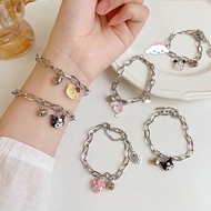 Cartoon Sanrio Bell Couple Bracelet Adjustable Cute Kurimo Link Chain Bracelet for Women Student Fri