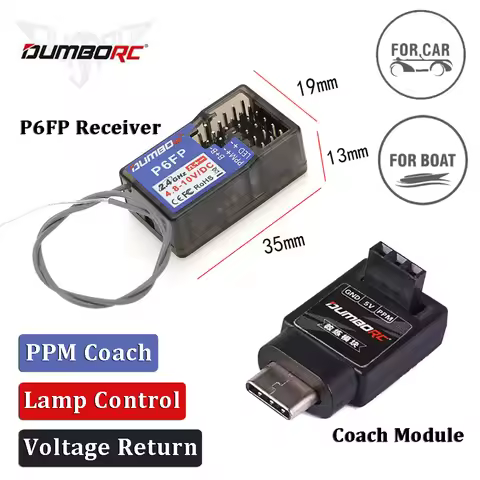 DUMBORC P6FP Receiver Transmitter 6CH 4.8-10V Wireless Coach Module Lamp Control Voltage Return for 