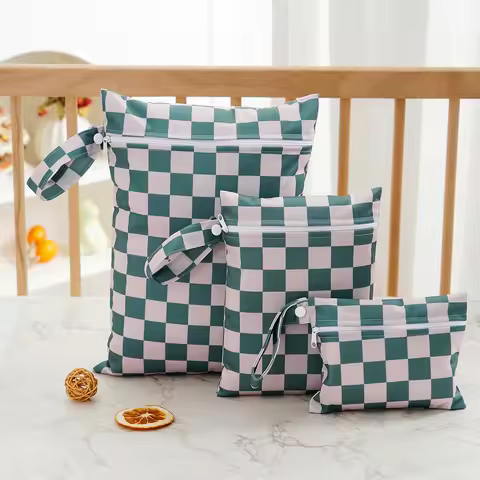 Elinfant 3PCS Recycled Fabric Waterproof Wet Dry Bag Portable Diaper Bag Sanitary Storage Bag