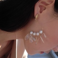珍珠豎琴 耳環 / 耳夾可 手工樹脂 夾式耳環 珍珠 可愛 紙盒包裝