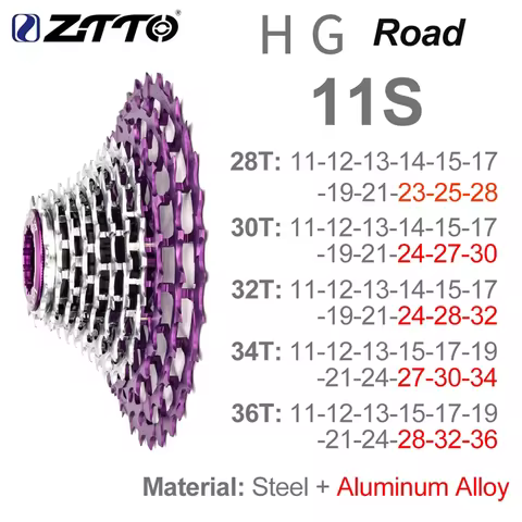 ZTTO Ultralight Road Bike HG Cassette 11s 12s 11-28/30/32/34/36T Sprocket Gravel K7 11/12 Speed Free