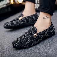 Autumn Loafers Men's Shoes Casual Sneakers Lazy Slip-On White Cloth Shoes Spirit Guy Driving Shoes P