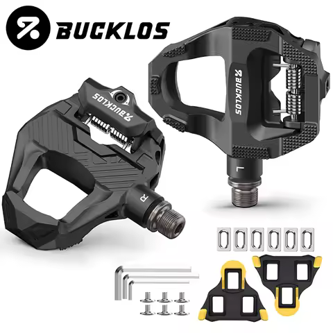 BUCKLOS PD-R685 Road Bicycle Pedals Carbon Fiber Dual Clipless Flat & Lock Pedal Sealed Bearing 9/16