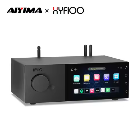 AIYIMA X HYFIOO DM100 Bluetooth 5.4 Music Streamer Media Wireless Audio Player 5.5 inch LCD Compatib