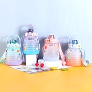 【Ready Stock】Explosive Gradient Capacity Portable Water Bottle 1100ML {FREE} Flat stickers & 3D stic