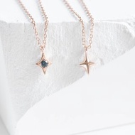 倫敦藍托帕石925純銀十字星星項鍊