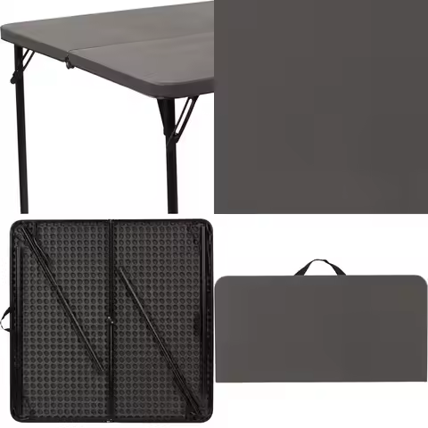 Gray 2.83' Square Folding Event Table with Carrying Handle, Suitable for Banquets and Indoor/Outdoor