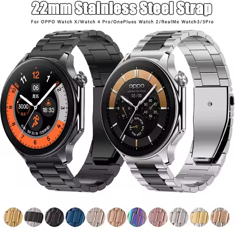 22mm Stainless Steel Band For OPPO Watch X X2 OPPO Watch 4 Pro Metal Bracelet For OnePlus Watch 2 Fo