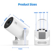 GOOJODOQ HY300 Ultra โปรเจคเตอร์พกพา Android 11 270° ฟรีมุมบลูทูธ5.0 130"จอแสดงผลหน้าจอขนาดใหญ่ สีขา