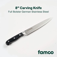 Famco 8" Carving Knife, German Stainless Steel 2.5mm HRC56, Ergonomic Handle Sharp Blade Meat Slicer