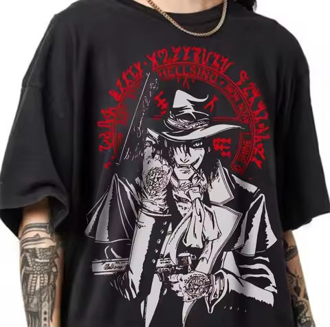 Hellsing Anime T-shirt, Inspired Anime Alucard T-shirt Black- Anime Gift