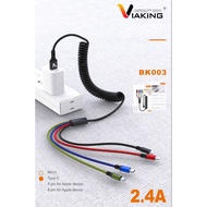 🔥READY STOCK🔥VIAKING BK003 ONE DRAG FOUR SPRING 4 in 1 CHARGING CABLE