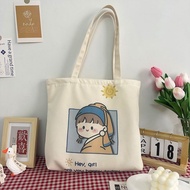 Student Canvas Bag Book Backpack New Style Portable Canvas Bag Carry Book Bag Tuition Cloth Bag Shou