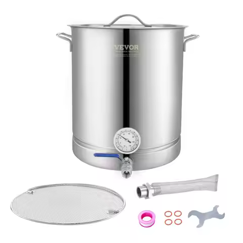 SucceBuy Stainless Steel Kettle 16 GALLON Brewing Pot Tri Ply Bottom for Beer Brew Kettle Pot Home B