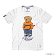 เสื้อยืดคุณภาพดี เสื้อยืดคอกลมBeverly Hills Polo Club คอกลม แขนสั้น สีขาว หมีคลาสสิคหลายสไตล์ Clic B