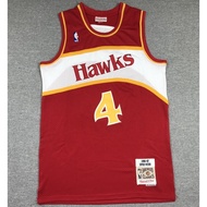 new NBA men’s Atlanta Hawks #4 Spud Webb retro embroidery basketball jerseys jersey red-white