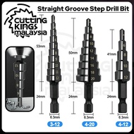 CKMsia 3-12mm 4-12mm 4-20mm HSS Straight Groove Step Drill Bit Set Titanium Coated Wood Metal Hole C