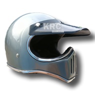 Helm Cakil Custom Retro Dewasa Terbaru Full Face Abu Glossy/Helm Klasik - Free Packing Kardus