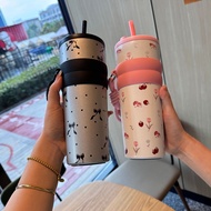 710ML Leak-Proof 316 Stainless Steel Thermos Bottle With Straw Cute Tumbler Cup