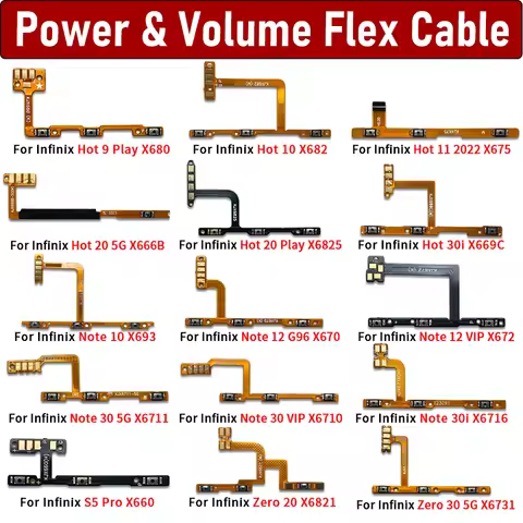 Power Switch On/Off Button Volume Key Button Flex For Infinix Hot 9 10 11 20 30i Note 10 12 Vip 30 3