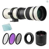 Andoer Camera MF Super Telephoto Zoom Lens F/8.3-16 420-800mm T Mount + UV/CPL/FLD Filters Set +2X 4