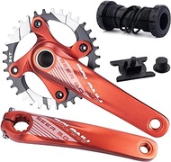 BOLANY 170mm Bike Crankset 34T/36T Hollow Integrated 104BCD Single Speed Round Chainring Crankset with Bottom Bracket