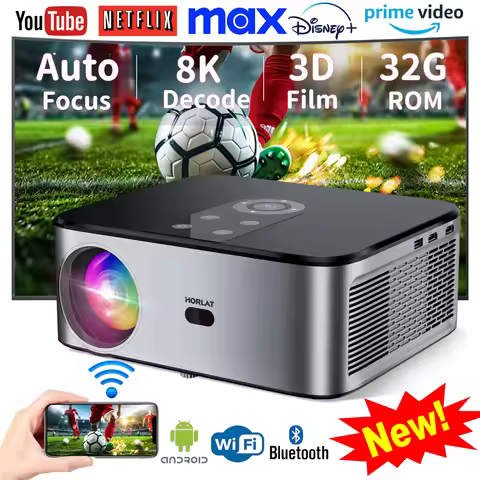 HORLAT T3N 35000Lumens Android 12 4K Beamer Projector Full HD 1080P 8K Video Audio Home Theater Auto