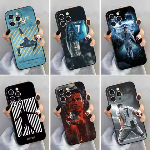 Soft Silicone Phone Case for iPhone 15 16 17 Pro Max Football Star R-Ronaldo C-CR7 Shell 17E 16E 14