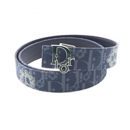 【二手】Dior 男士牛仔褲破洞銀色五金雙面帆布皮革牛仔褲破洞腰帶