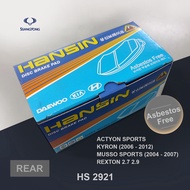 Hansin [HS2921] Rear Brake Pad - Ssangyong Actyon Sport Rexton Kyron Musso Rear Brake Pad