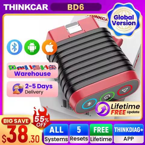 THINKCAR BD6 Bluetooth Scanner Car Diagnostic Tool OBD2 Scanner Full System Diagnose 5 Reset OIL IMM