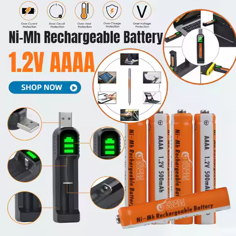 USB Charger with AAAA Ni-MH Rechargeable Batteries for Microsoft Dell Active Stylus Pen, Fast Chargi