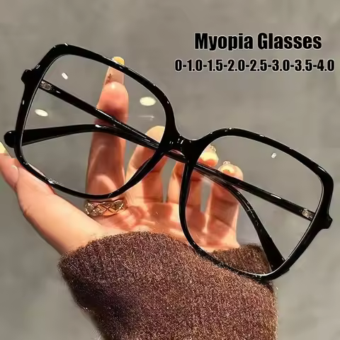 Oversized Myopia Glasses Unisex Classic Art Square Frames Lady Short Sight Eyeglasses Anti Blue Ligh