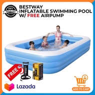 Bestway Inflatable Swimming Pool FREE Airpump | Inflatable Swimming Pool for Kids and Family Size | 2.11 m x 1.32 m x 46 cm / 6’11” x 52” x 18”| 2.62 m x 1.75 m x 51 cm / 8’7” x 69” x 20”| 3.05 m x 1.83 m x 56 cm / 10ft x 6ft x 1.83ft[ShuffyStore]