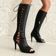 Boots Stiletto Side Strap JAZZ34-48 Dance Shoes heels Jazz Dance Fish Mouth But Knee High heels New Style Size 2024