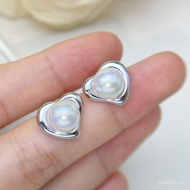 With S925 Earrings DIY Silver Jewelry Round Bead Holder Pearl Accessories Fashion Style Sterling Sil