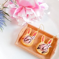【法式】甜品 | 兔子多士配草莓雪糕耳環 | 食物飾物 | 微縮飾物