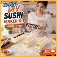 10PCS Sushi Making Kit 8 Shapes Sushi Mold Maker Rice Roll Gimbap Onigiri Tool Set Easy DIY Homemade