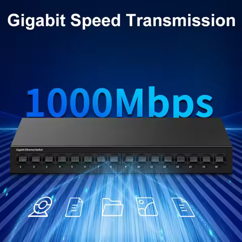 HORACO 16 Port Gigabit Switch 1000Mb Unmanaged Network Switch Plug and Play Desktop Networking Hub I