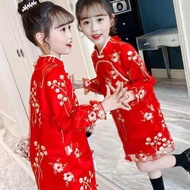FIGO2 ชุดกี่เพ้าเด็ก ชุดใหม่เด็กกี่เพ้ากระโปรงสไตล์ตะวันตกจีนเจ้าหญิงลมแขนยาวชุดจีน ชุดตรุษจีนเด็ก
