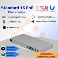 Ubiquiti UniFi Switch 16 (USW-16-POE) Gen2 Silent switch *UK Power cord*
