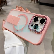 Desert Titanium Magnetic Folding Holder Phone Stand Case for IPhone 16 Pro Max 12 13 14 15 Pro Max