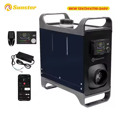 2025 8KW 12V&24V&110-240V portable Diesel Air Heater bluetooth App&Automatic start stop 24H Timing F