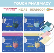 MEDICOS (NEW) HydroCharge Hijab Headloop 4ply Surgical Face Mask (Assorted Color) 50’s ADULT